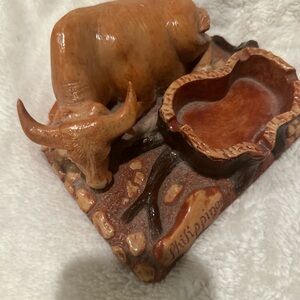 Carabao water buffalo Rustic Ceramic Bull with Bowl